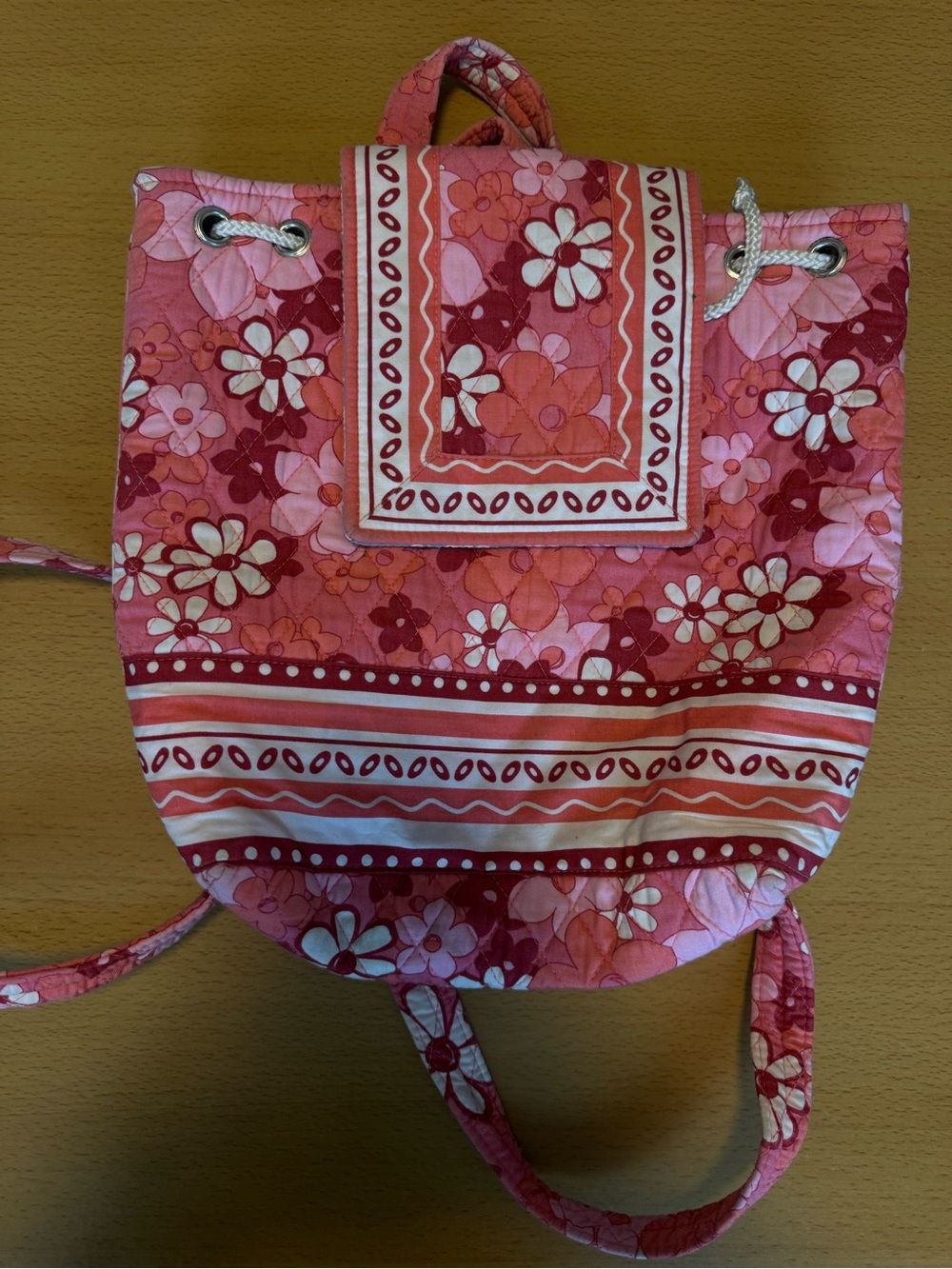 Floral Pink Drawstring Backpack Tote